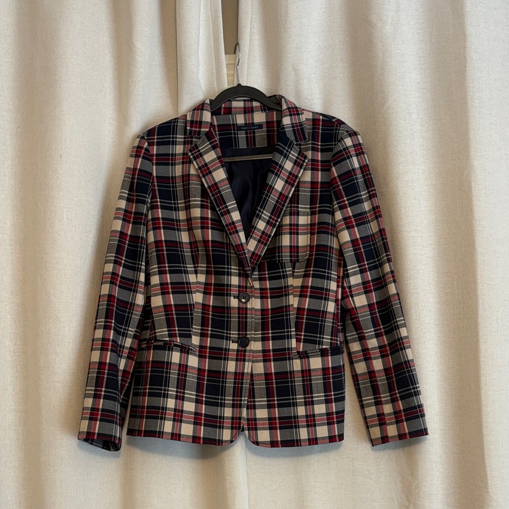 Tommy Hilfiger Red and Blue Plaid Blazer